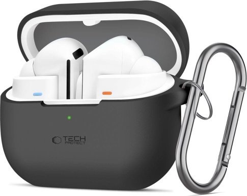 Mbulesë silikoni Tech-Protect Hook Case për Samsung Galaxy Buds 3 Buds 3 Pro, me karabinë, e zezë
