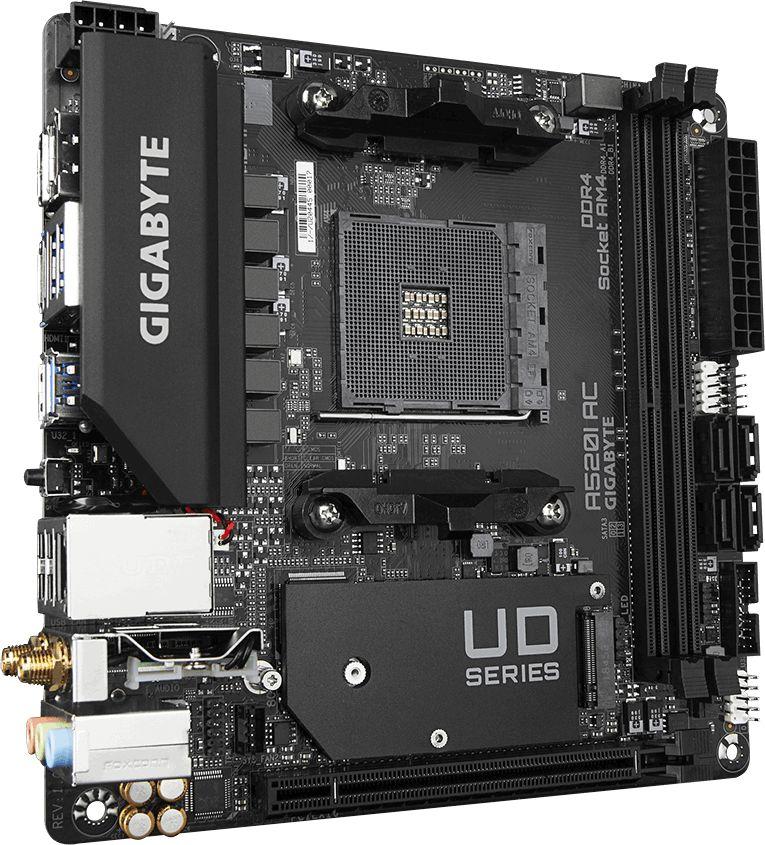 Pllakë amë Gigabyte A520I AC, Mini ITX, AMD Ryzen, DDR4, PCIe 3.0 x4 M.2, e zezë