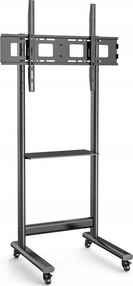 Karrocë TV për televizor LCD LED, 50-90", lartësi e rregullueshme, me raft, e zezë