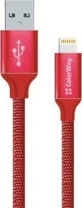 Kabllo USB ColorWay CW-CBUL004-RD, USB A në Lightning, 1 m, e kuqe