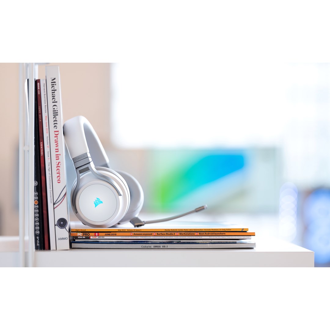 Kufje wireless Corsair Virtuoso RGB, 50mm, 7.1 surround, të bardha