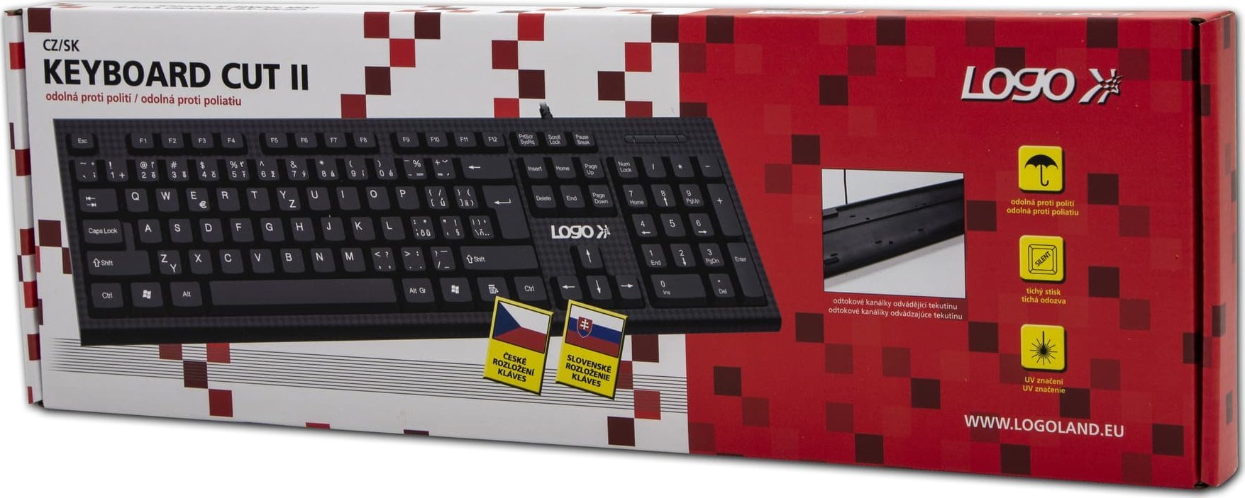 Tastierë Logo Cut II, me kabllo USB, layout CZ SK, e zezë