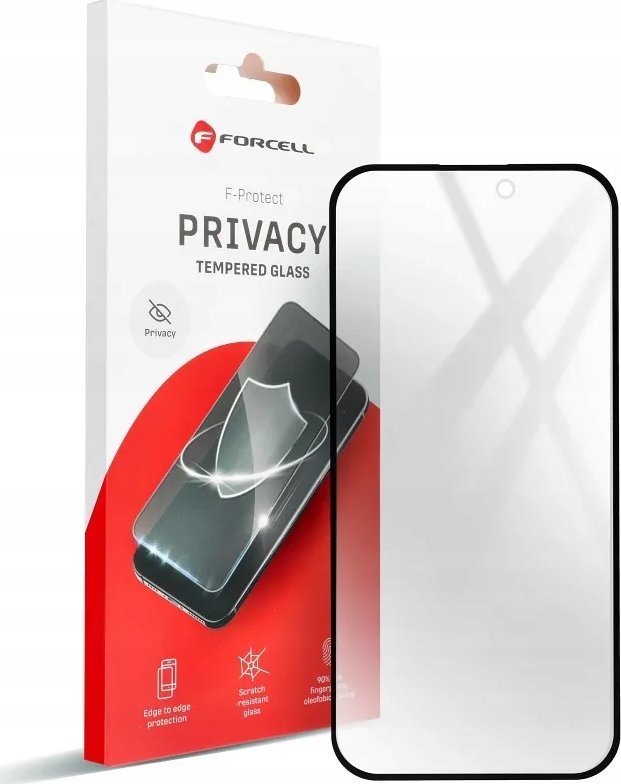 Mbrojtës ekrani Forcell Tempered Glass Privacy, për iPhone 15 Pro, i zi