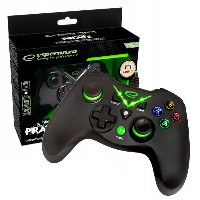 Gamepad Esperanza Pirate EGG114K, me kabllo, me vibrim, i zi