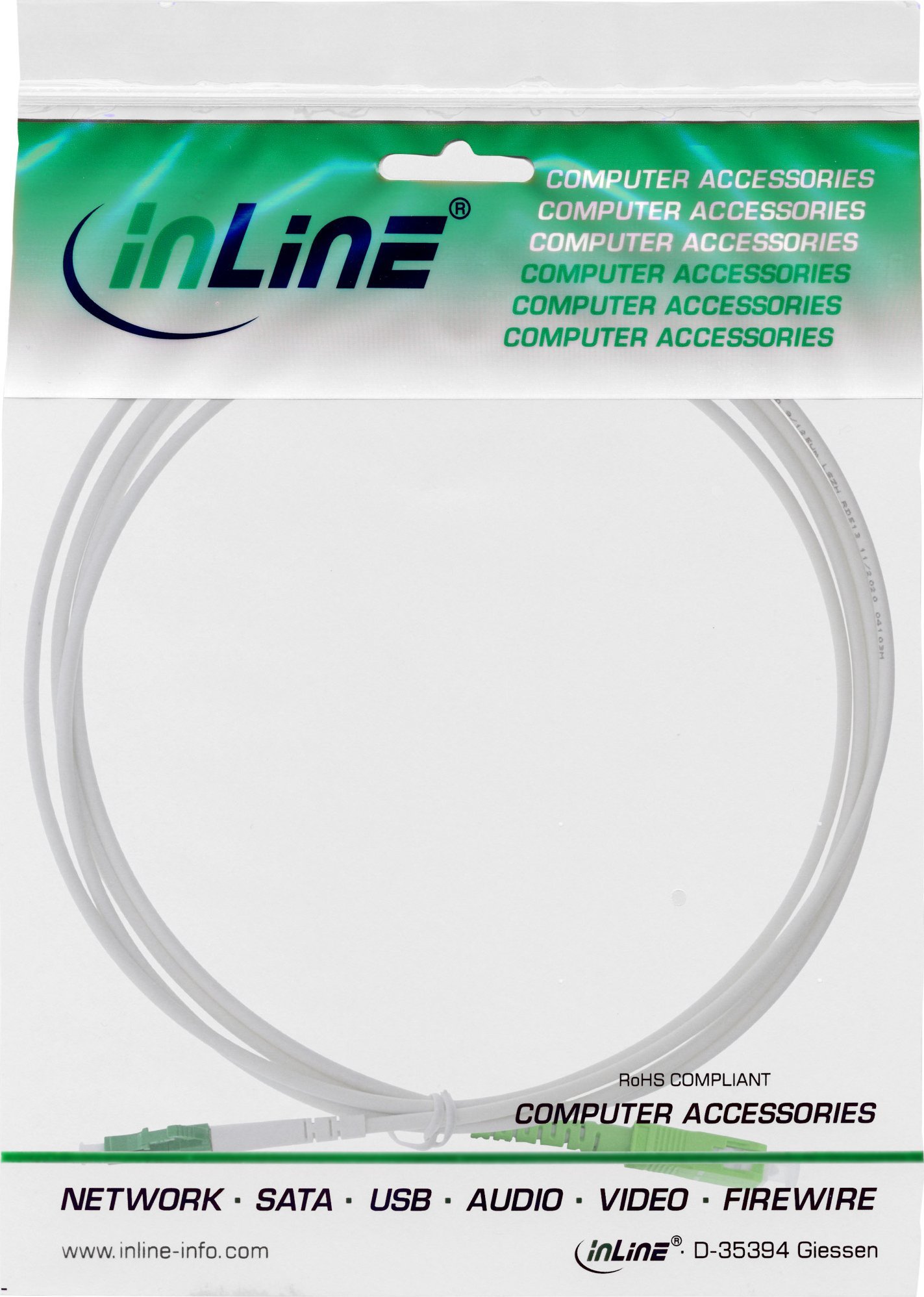 Kabllo optike InLine FTTH, LC/APC në SC/APC, OS2 9/125µm, 3m, e verdhë