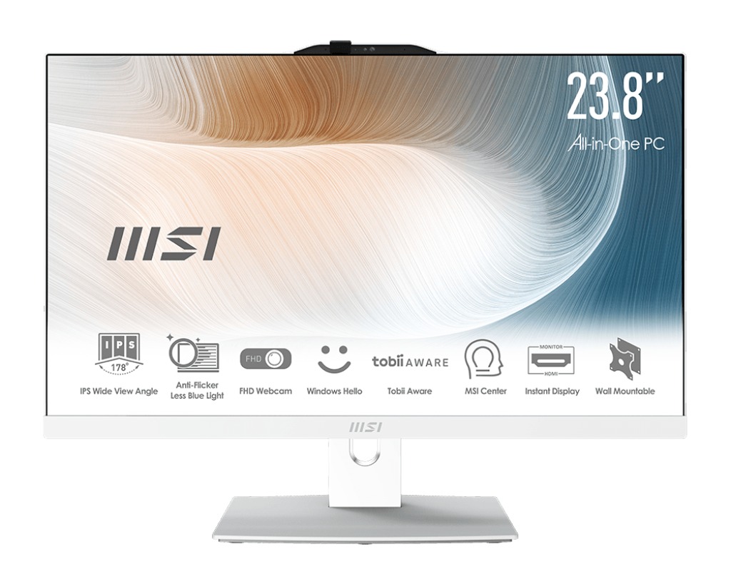 Kompjuter All in One MSI Modern AM242TP 12M-1819CZ, 23.8" FHD me prekje, Intel Core i3, 8GB RAM, 500GB SSD, i bardhë