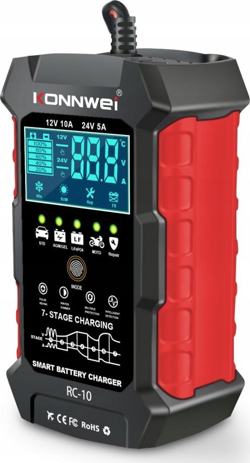 Karikues baterie Konnwei RC-10, 12V 24V, 10A, i zi