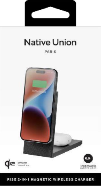 Karikues wireless Native Union Rise 2 in 1, magnetik, Qi2, i zi