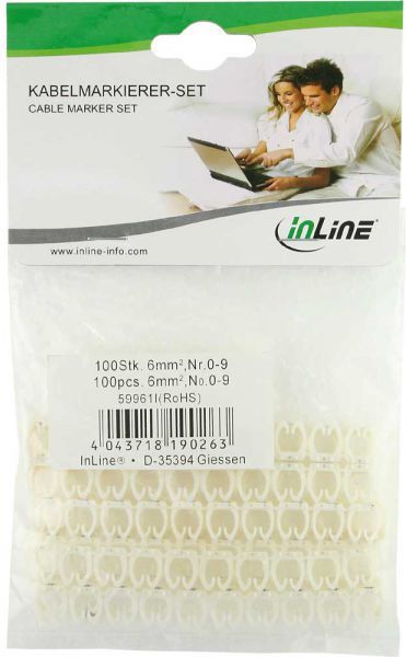 Set shenjues kabllosh InLine Marker White 59961I, 100 copë, diametër 6 mm, të bardha