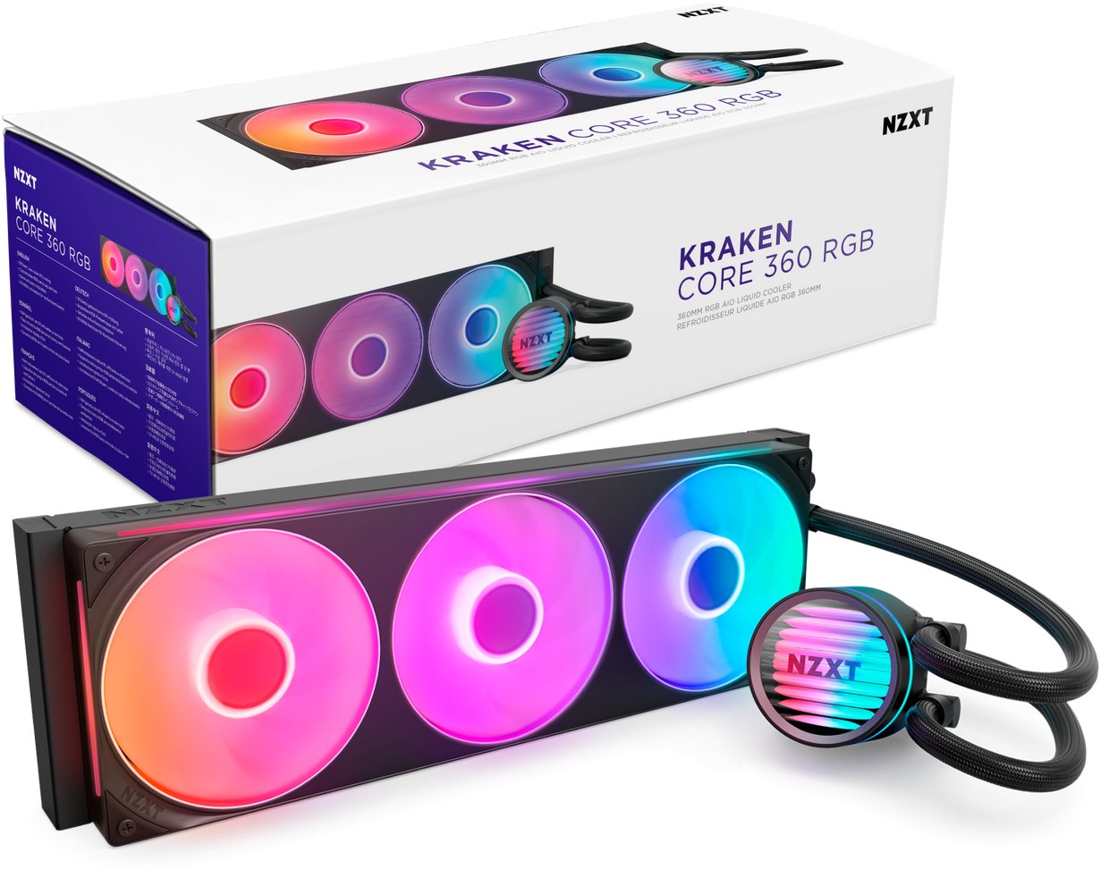 Ладилник со вода за процесор NZXT Kraken Core 360, радијатор 360mm, RGB, црн