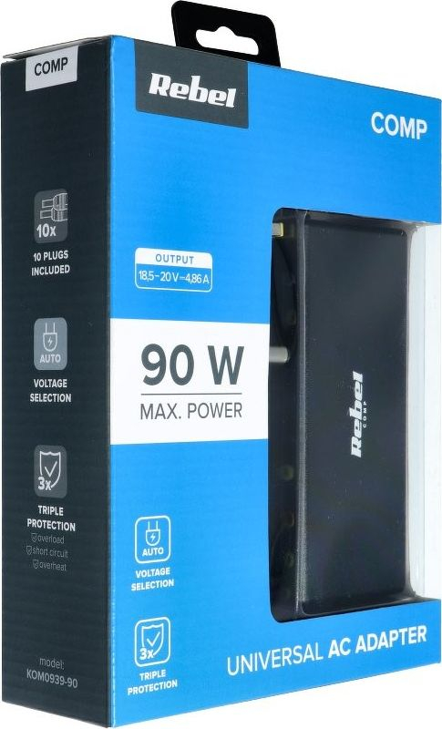 Adapterni karikues për laptop Partner Tele.com LEC-KOM0939-90, 90W, 18.5–20V, i zi
