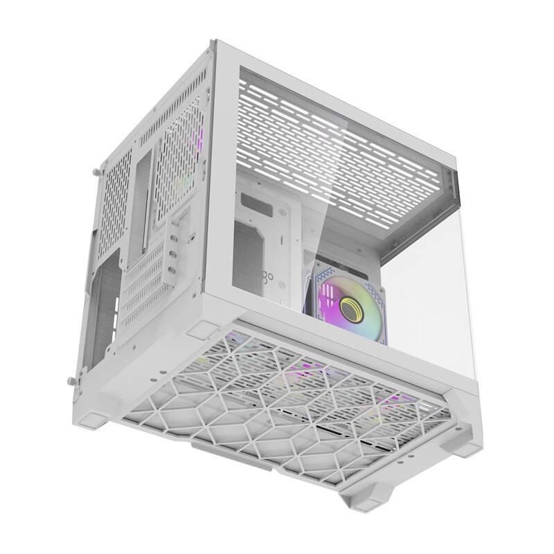 Kuti kompjuteri Darflash FT418, 6 ventilatorë ARGB, xham i temperuar, e bardhë
