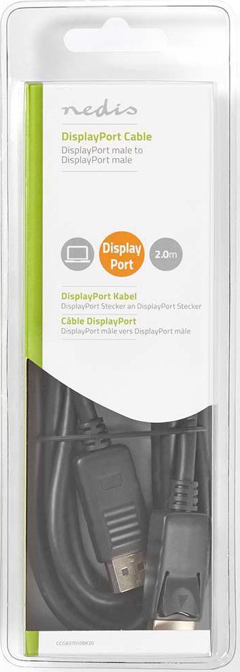 Kabllo DisplayPort Nedis, 2m, 4K 60Hz, e zezë