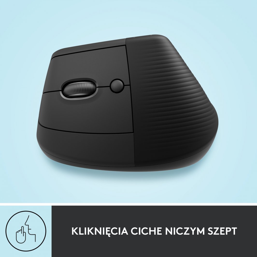 Maus Logitech Lift, për majtakë, wireless, Bluetooth, USB, i hirt