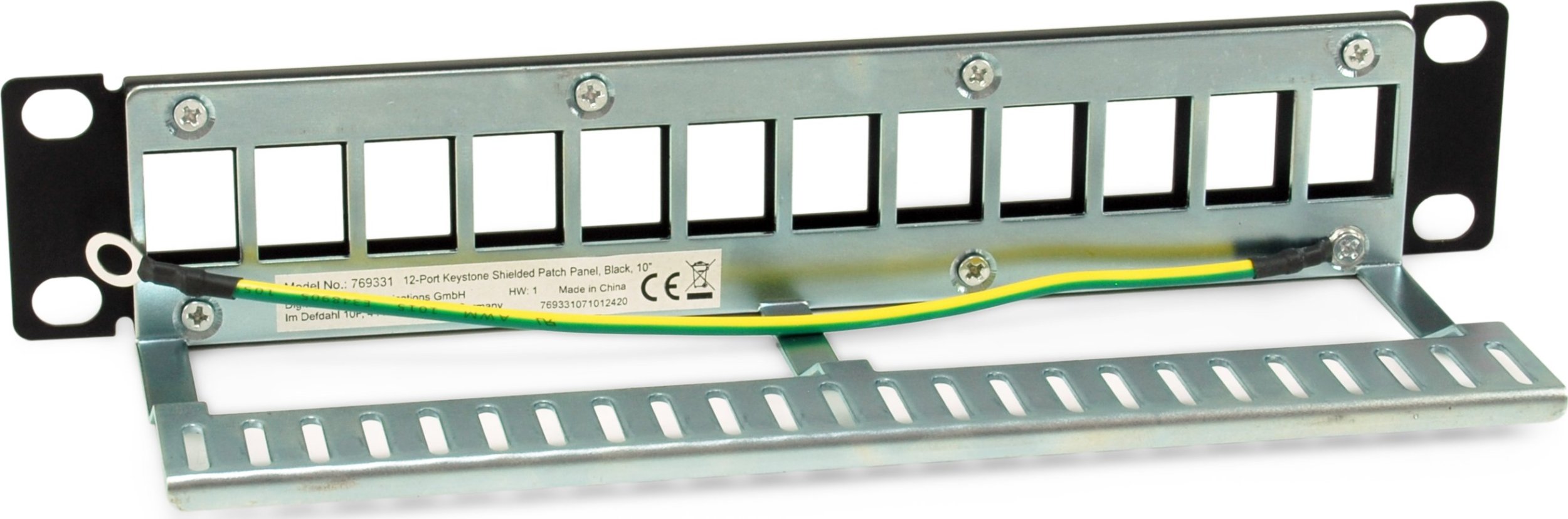 Patch panel LevelOne Equip 769331, 12 porta Keystone, i mbrojtur, i zi