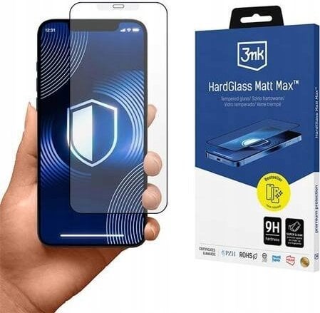 Xham mbrojtës 3MK HardGlass Matt Max, për telefon, i zi