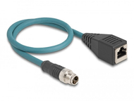 Мрежен кабел Делок M12 X Coded, 0.5m, CAT6a S/FTP, црн