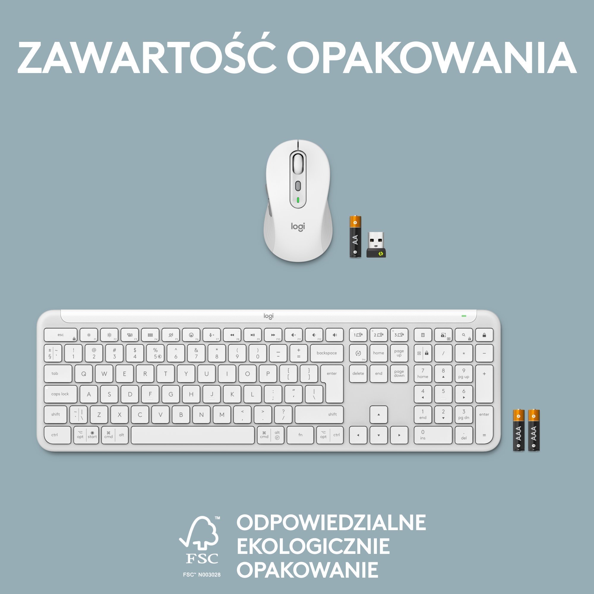 Set tastierë dhe maus me kamerë web Logitech Signature Slim MK950 me Brio 100, pa kabllo, Full HD 1080p, e bardhë