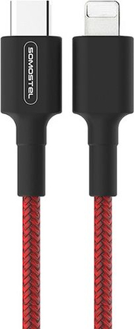 Kabllo karikues Somostel SMS-BW05 Type-C në Lightning, 1m, 18W PD, e kuqe