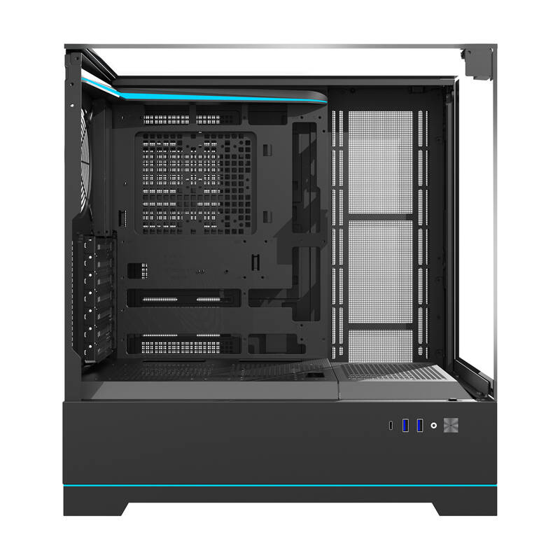 Kuti kompjuteri Darkflash DY450, xham i temperuar, pa ventilatorë, e zezë