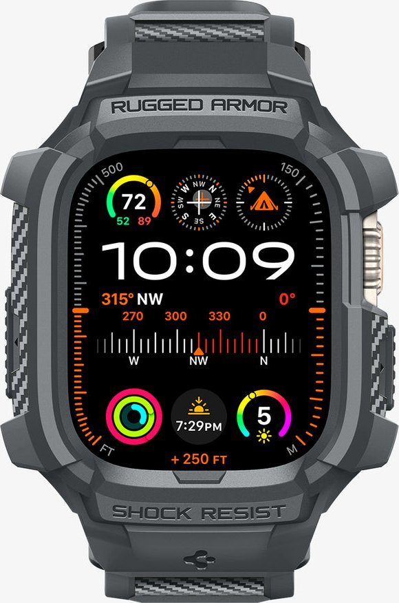 Kornizë me rrip për smartwatch Spigen Rugged Armor Pro, për Apple Watch Ultra 2/1 49mm, gri e errët