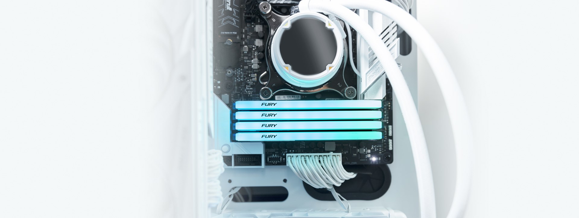 Memorie RAM Kingston Fury Beast RGB, DDR4, 16GB, 3200 MHz, CL16, e bardhë