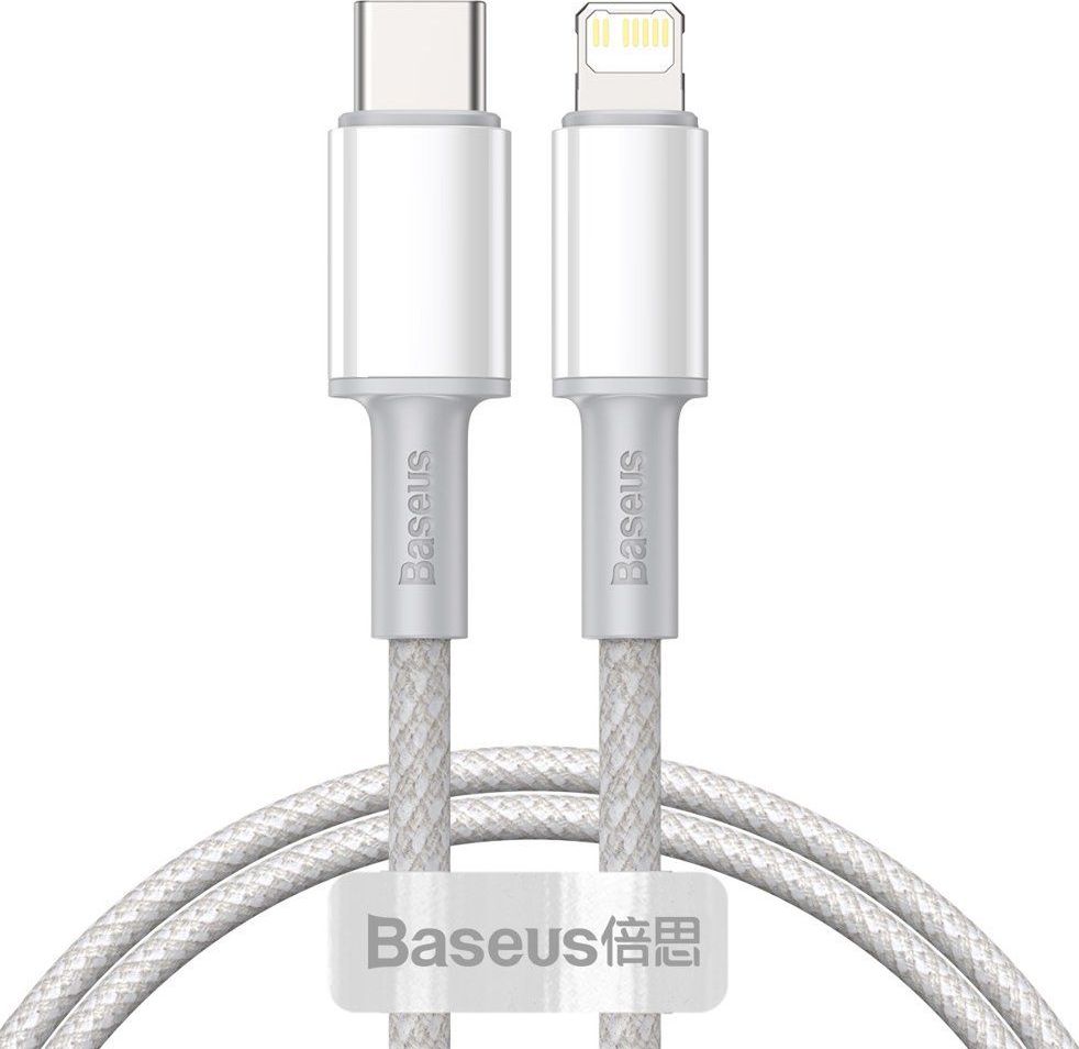 Kabllo USB Baseus (6953156231955), USB-C në Lightning, 2 m, e bardhë