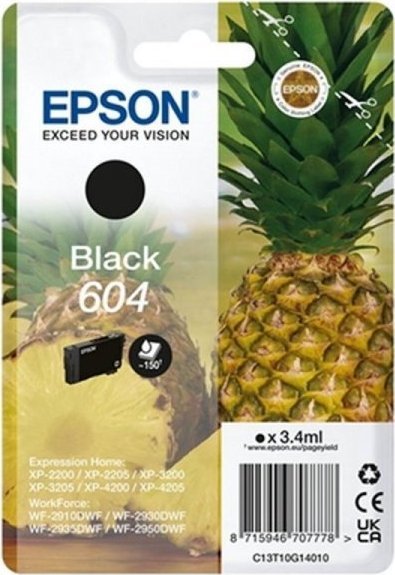 Ngjyrë për printer Epson Ink T10G1, 604 Original Black C13T10G14010, e zezë