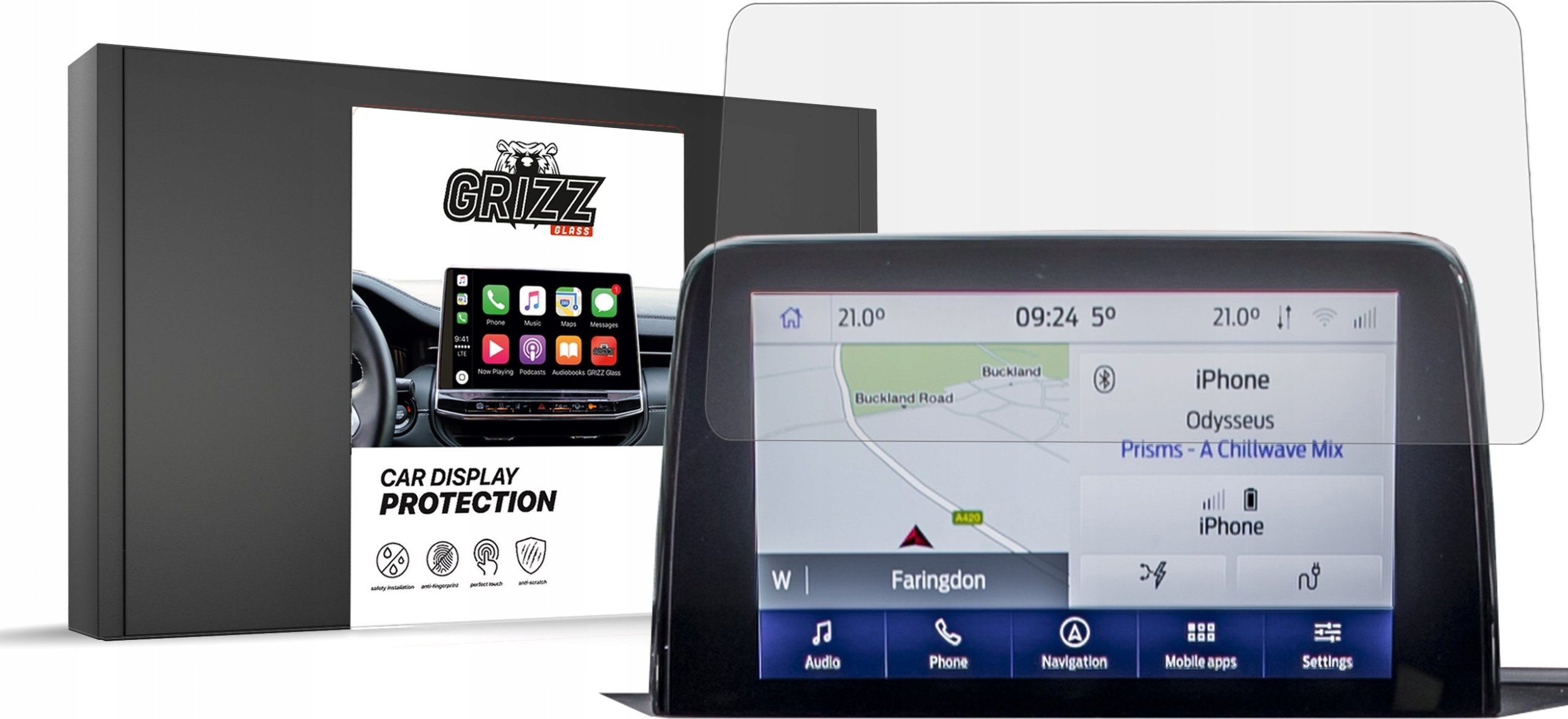 Заштитна фолија за екран GRIZZ MatteScreen за Ford Focus 4 8", анти-отпечаток, матирана