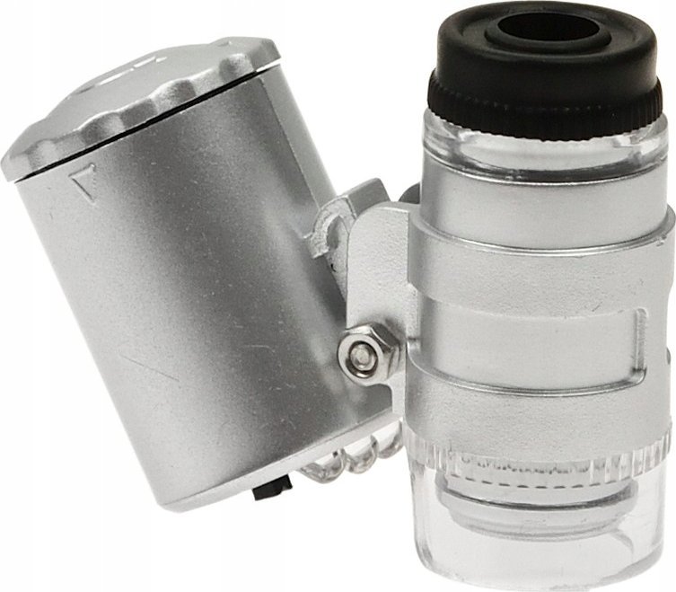 Mikroskop xhepi GEKO G03218, zmadhim 60x, ndriçim LED dhe UV, i bardhë