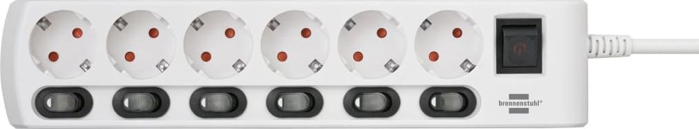 Shirit за струја Brennenstuhl Socket Line, 6 приклучници, кабел 2 m, бел