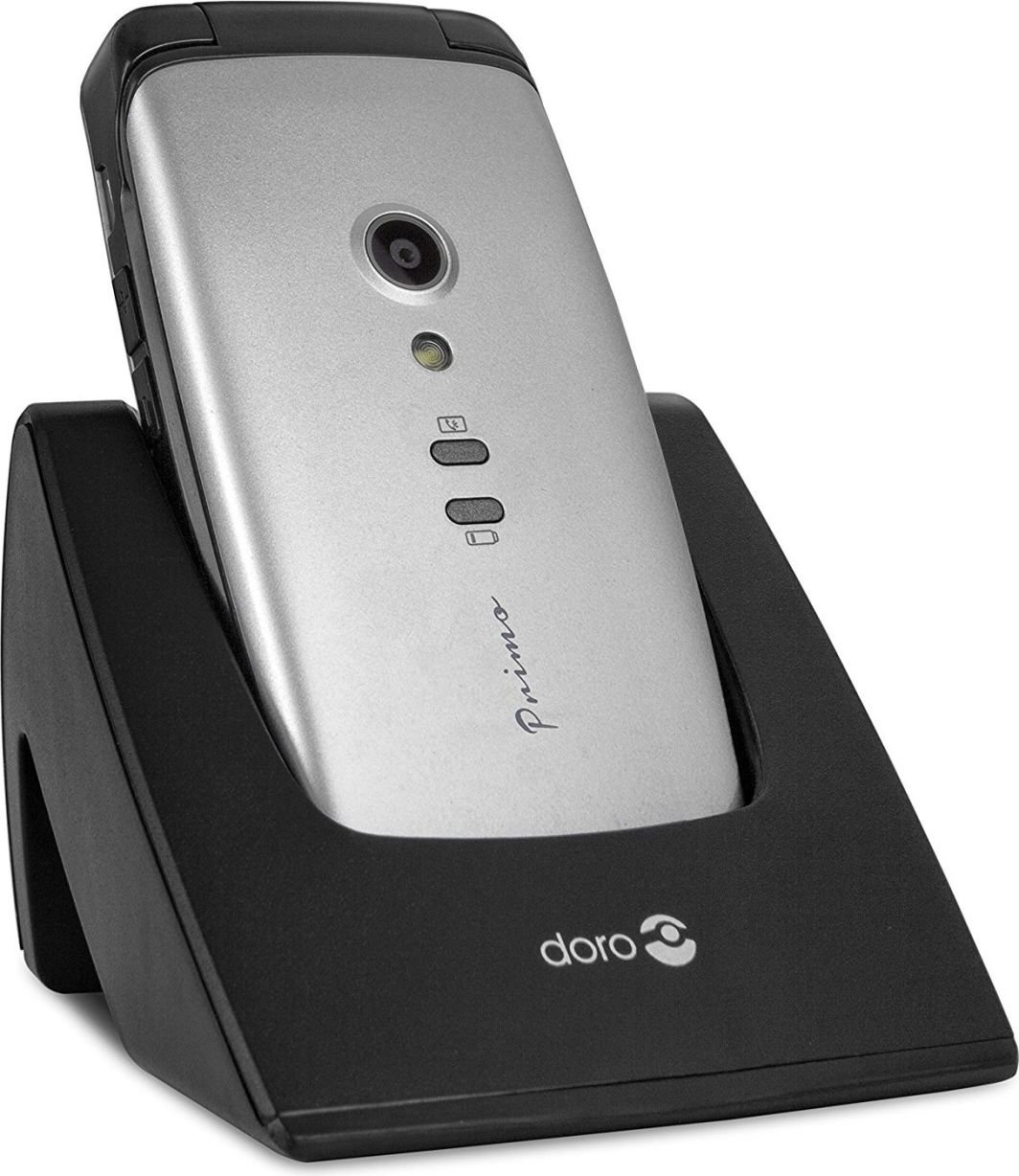 Telefoni Doro Primo 406, kapak, Single SIM 2G, zi argjendtë