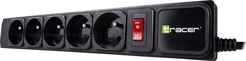 Listë zgjatues Tracer PowerGear, 5 priza, kabllo 1.5m, e zezë
