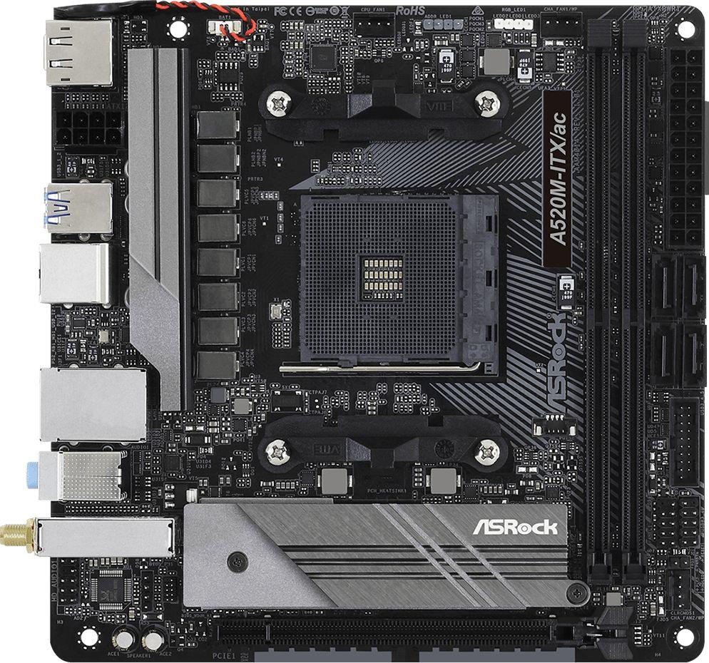 Pllakë amë ASRock A520M-ITX/AC, AMD A520, Socket AM4, 2 slota, Bluetooth / Wi-Fi 5, Mini ITX 2