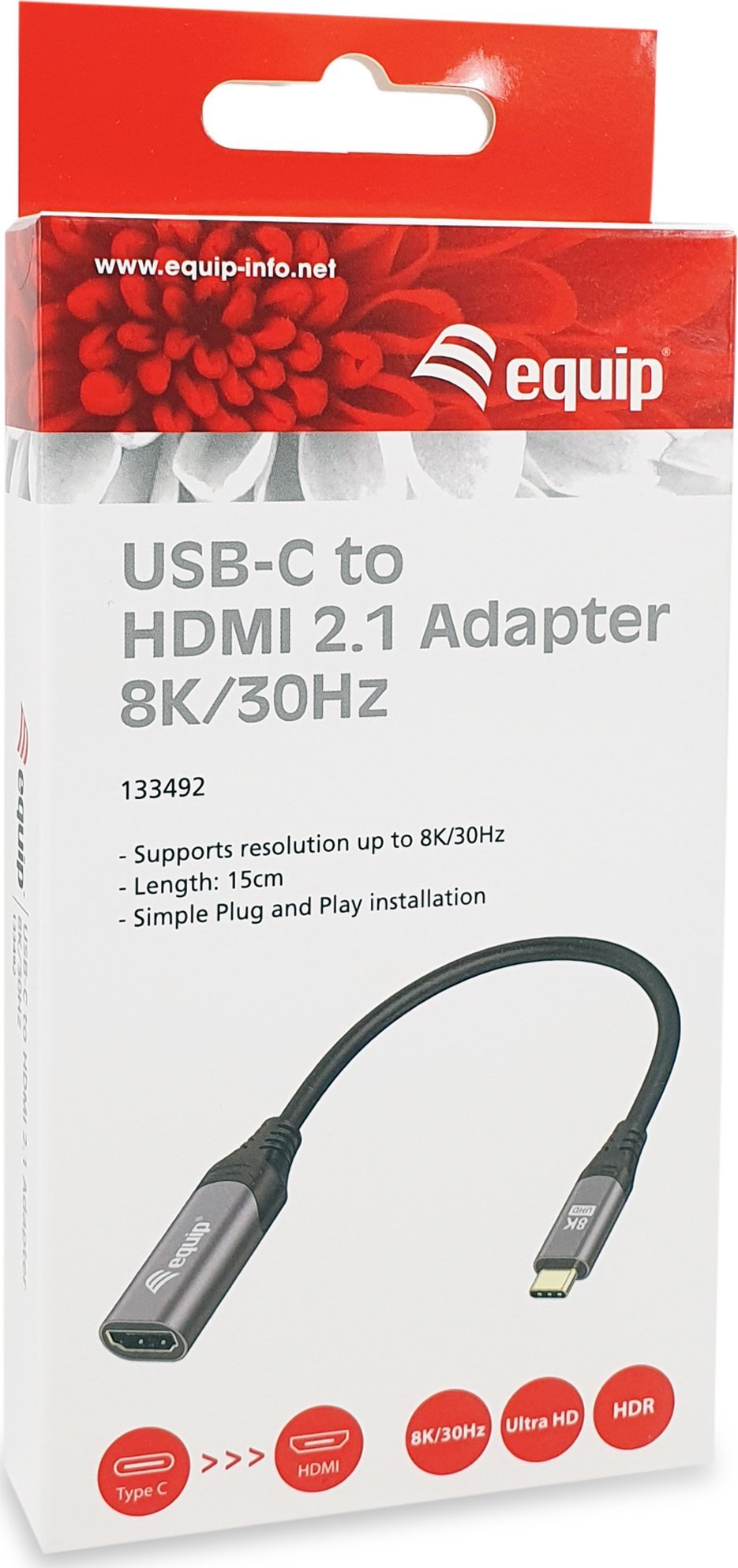 Adapter USB C në HDMI Equip 2.1, 8K 30Hz, gri