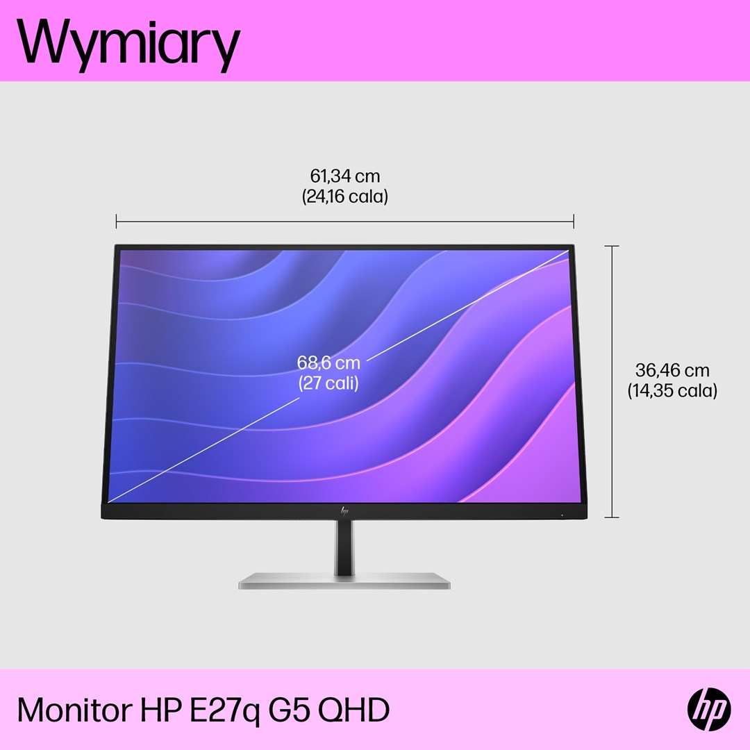Monitor HP E27q G5, 27", 2560 x 1440, Quad HD, 75 Hz, i zi