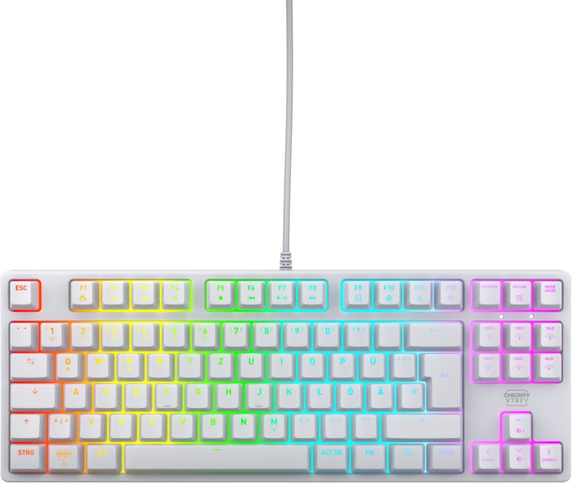 Tastierë mekanike Cherry K4V2 RGB Tenkeyless, me kabllo, gjermane, e bardhë