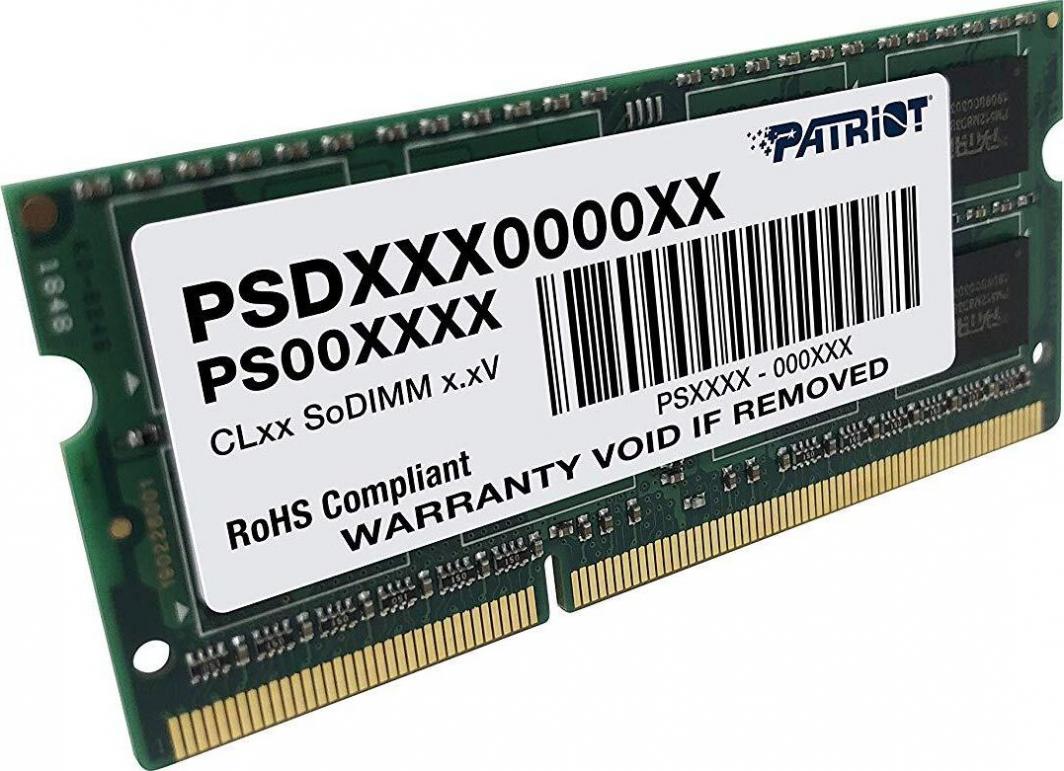 Memorie Ram Patriot Signature, SODIMM, DDR3, 8GB, 1600MHz, CL11 (PSD38G16002S)