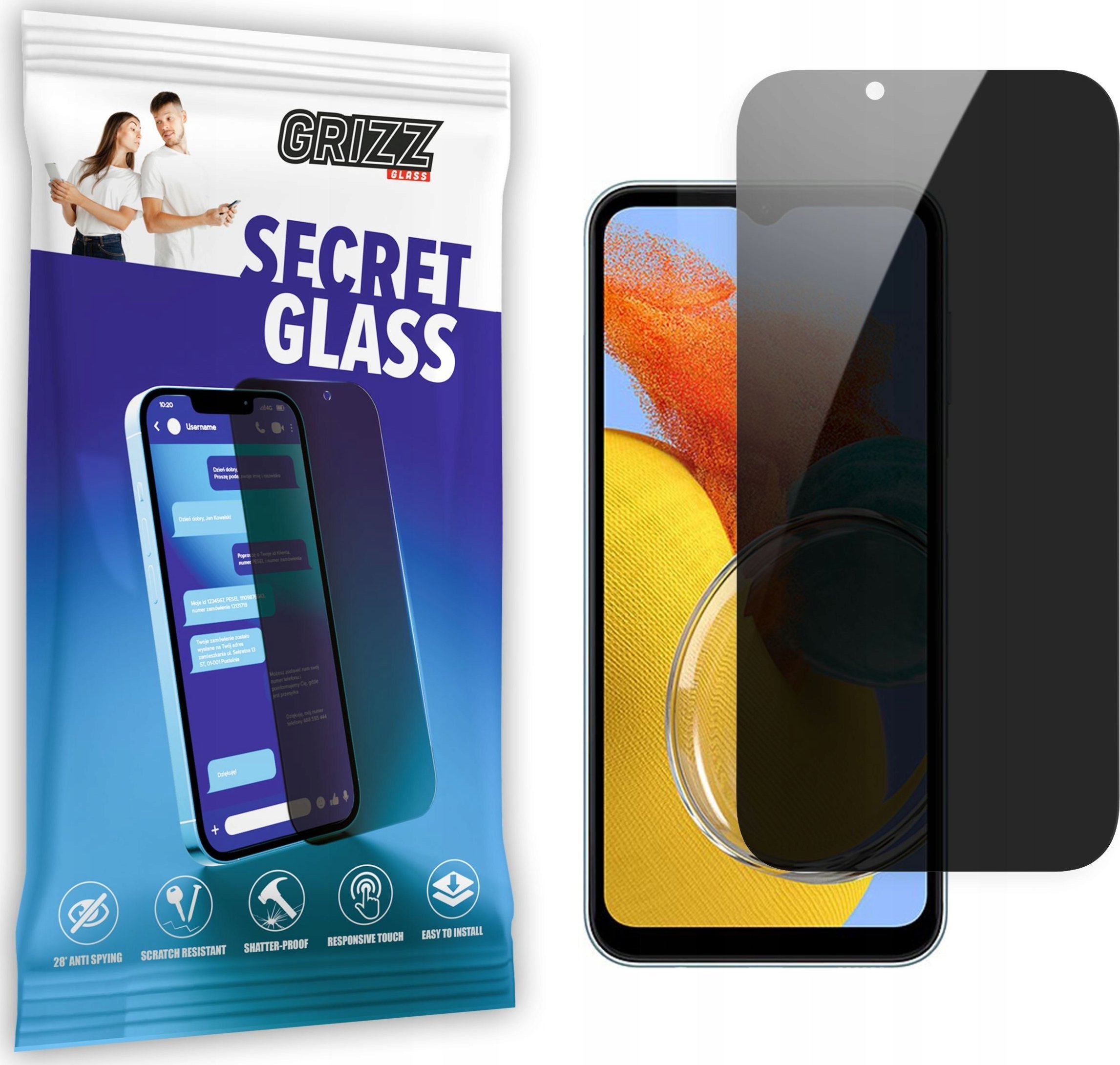 Xham privatësie Grizz SecretGlass për Samsung Galaxy M14, mbrojtës ekrani, transparencë e lartë
