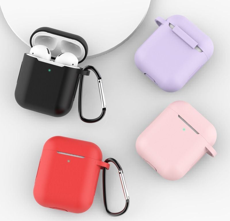 Mbulesë mbrojtëse Hurtel Case D për AirPods 1/2, silikon, me karabinë, blu navy