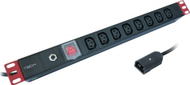 Rryp energjie rack Techly 1U, 8x C13, kabllo C14 2m, i zi