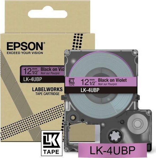 Kasetë etiketash Epson LK-4UBP, 1.2 cm, e zezë me vjollcë