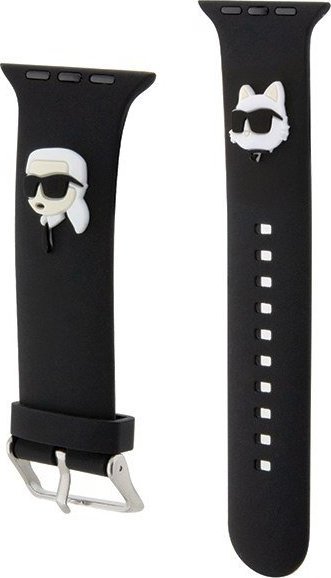 Rrip dore Karl Lagerfeld për Apple Watch, 38/40/41mm, gome, i zi
