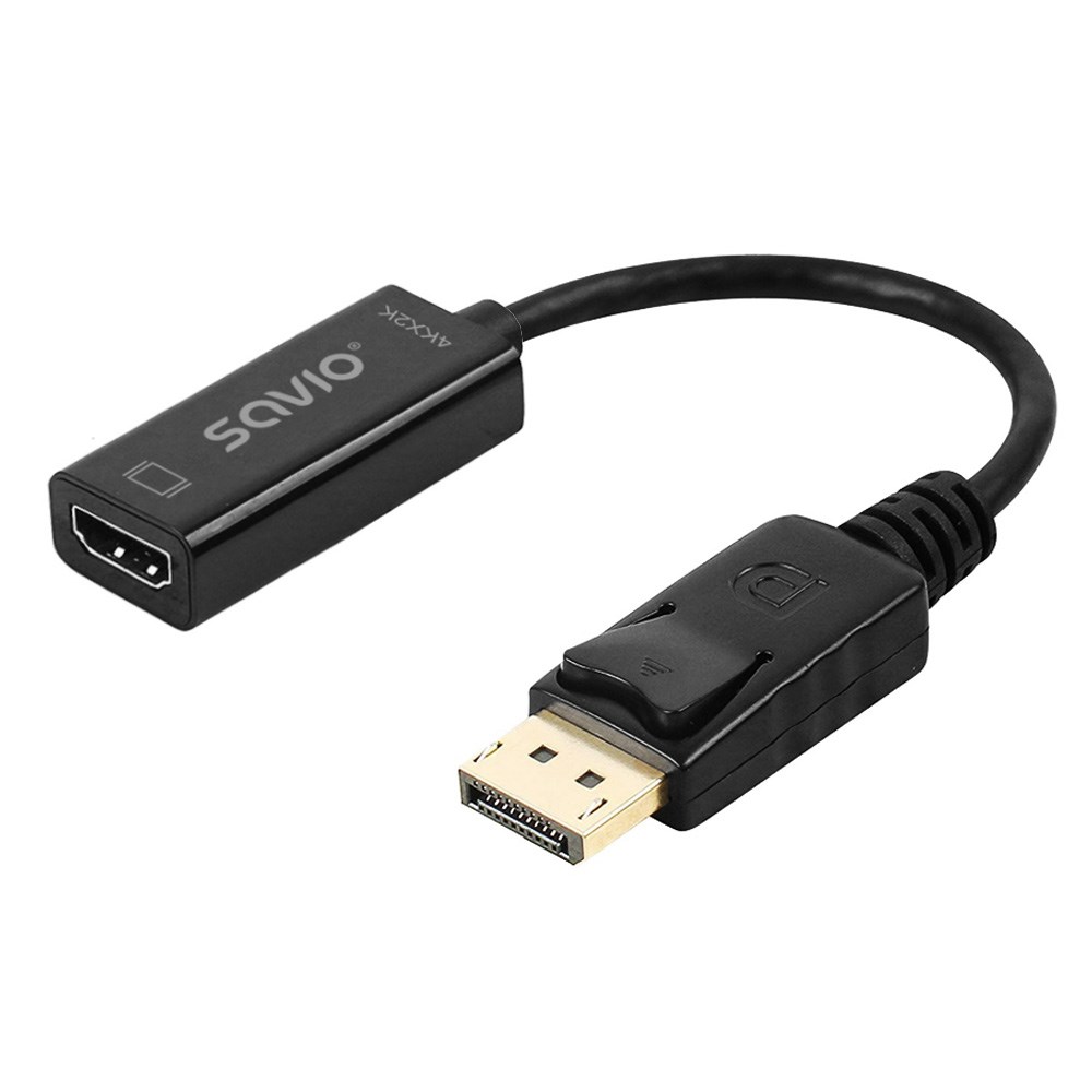 Adapter AV Savio DisplayPort në HDMI SAVAK-62, 4K, i zi