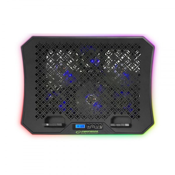Stand ftohës për laptop Esperanza RGB GALERNE EGC109, me ventilator, me ndriçim RGB, i zi