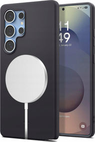 Mbulesë telefoni Spigen Silicone Fit MagSafe, Samsung Galaxy S25 Ultra, silikoni, e zezë