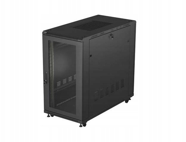 Kabinet rack 19" Lanberg FF01, free standing 22U, 600x1200, derë rrjete, i zi