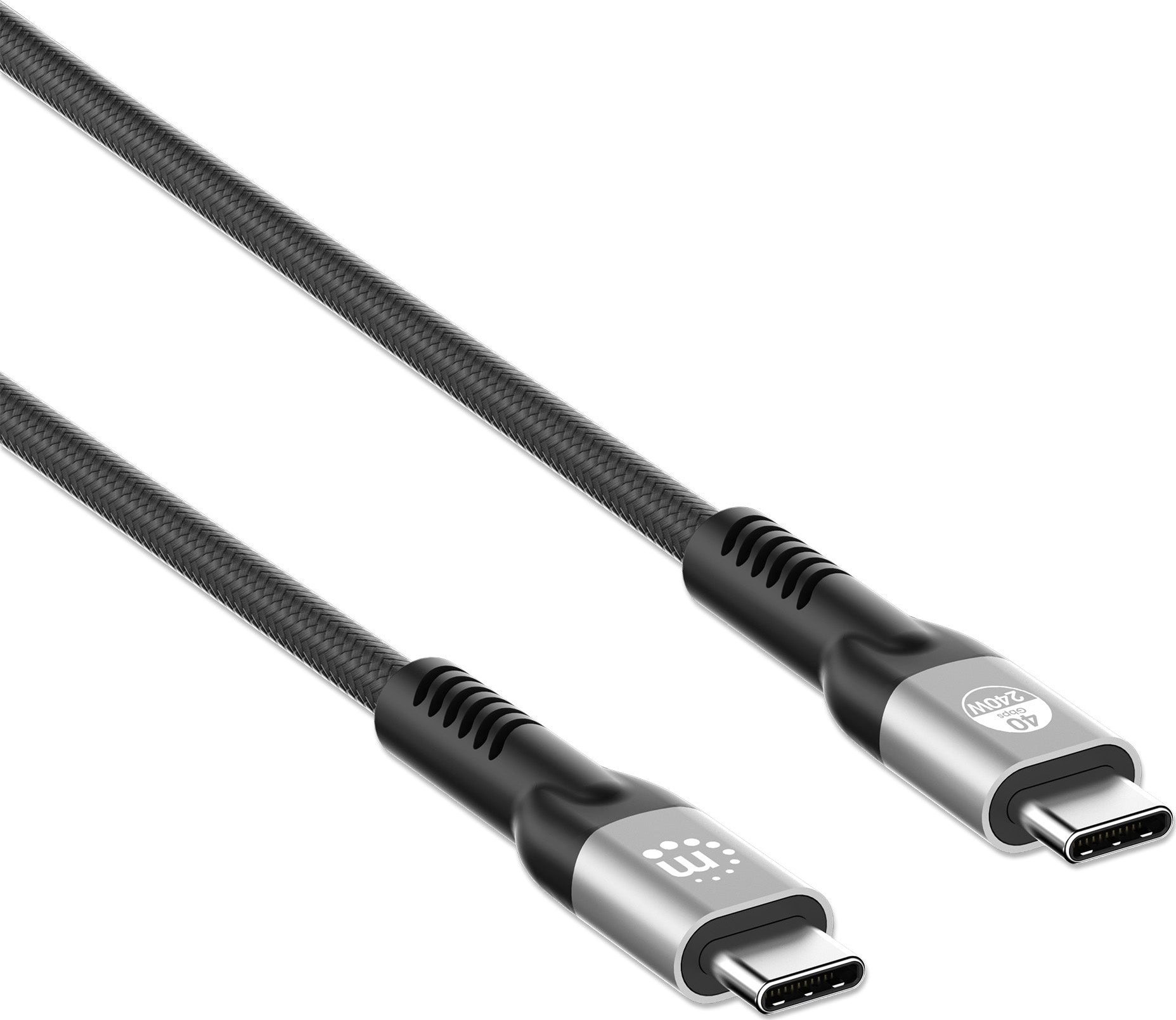 Kabllo USB C Manhattan 240W USB4, 2m, 40 Gbps 8K, i zi