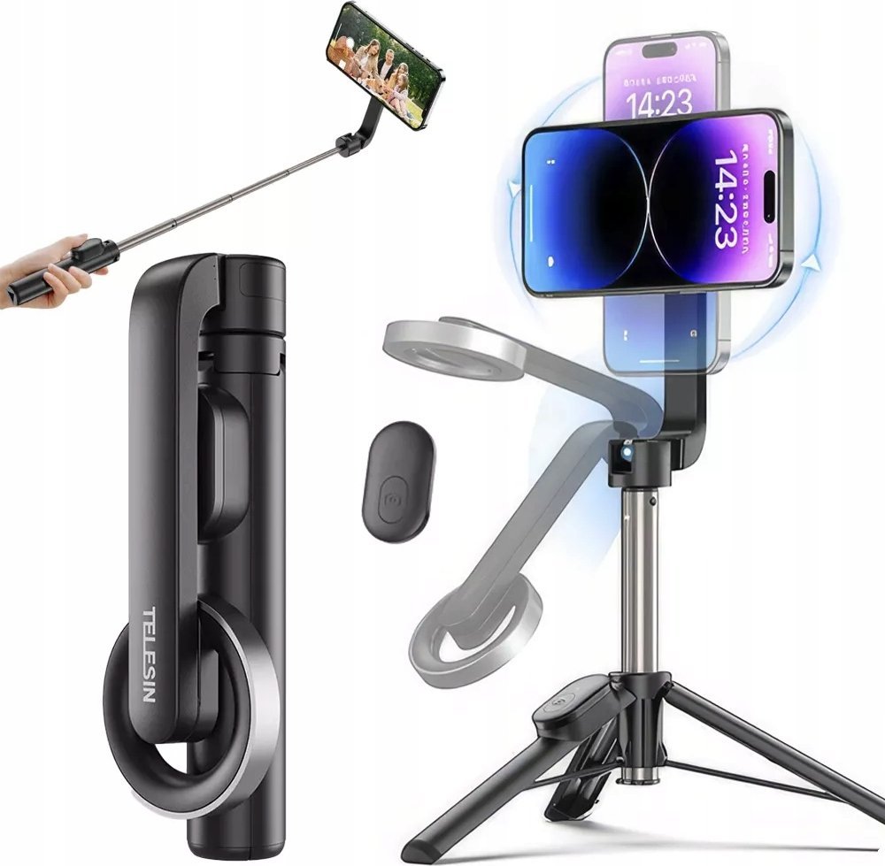 Selfie stick tripod TELESIN, magnetik MagSafe, me telekomandë, për iPhone 12 13 14