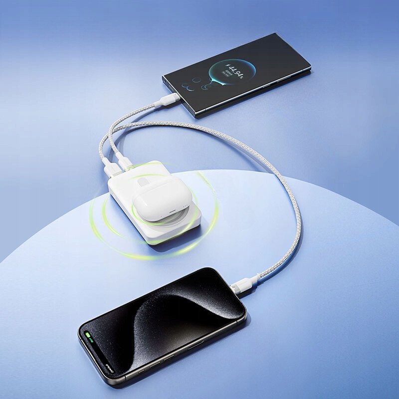 Powerbank magnetik Vention, 10000mAh, karikim wireless 22.5W, ekran LED, i bardhë